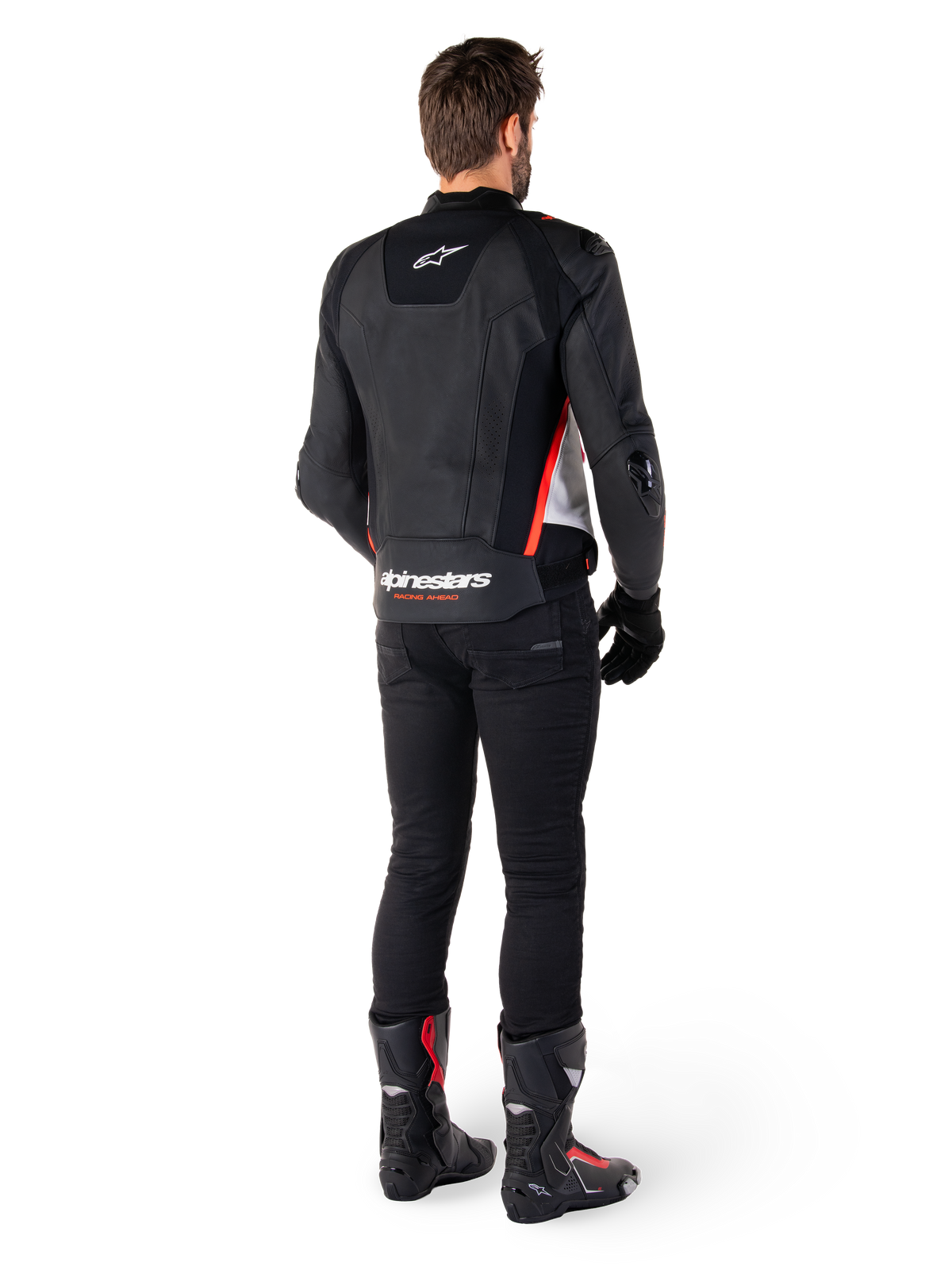 Alpinestars Missile v3 Leather Jacket in Black/White/Red Fluo