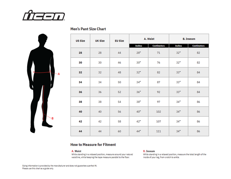 Icon Pants size chart
