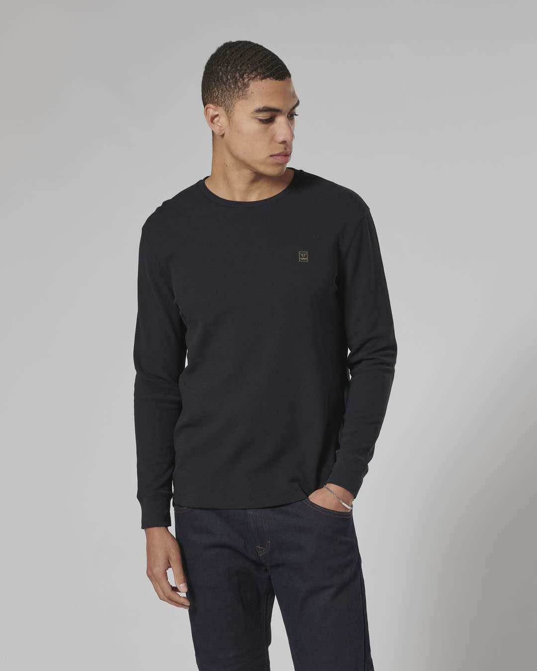 Triumph Dean Long Sleeve Waffle Tee Black