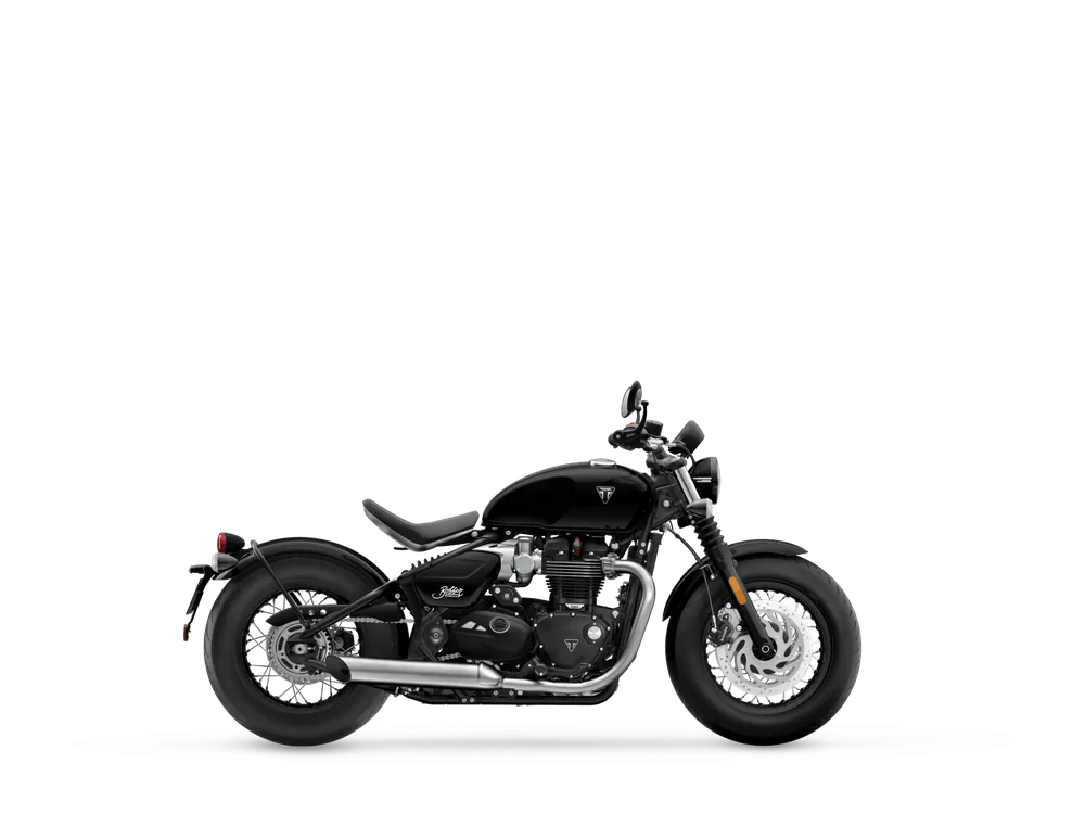 Triumph BONNEVILLE BOBBER 2026 in Jet Black, right side studio photograph