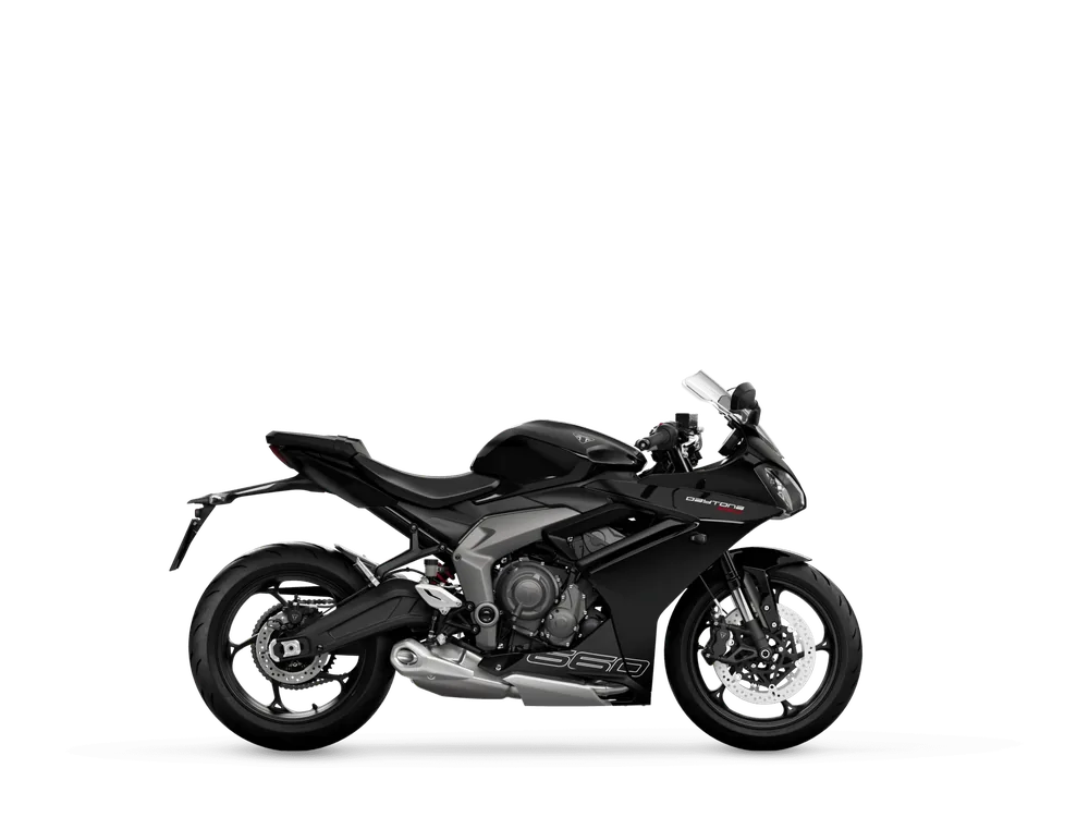 Triumph NEW DAYTONA 660 2026 in Sapphire Black, right side studio photograph