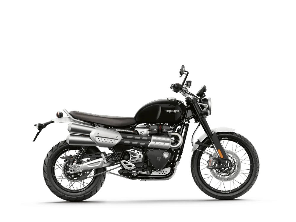 Triumph SCRAMBLER 1200 XC (MY23) 2022 in Sapphire Black, right side studio photograph
