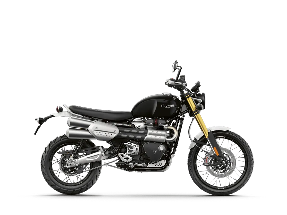 Triumph SCRAMBLER 1200 XE (MY23) 2022 in Sapphire Black, right side studio photograph