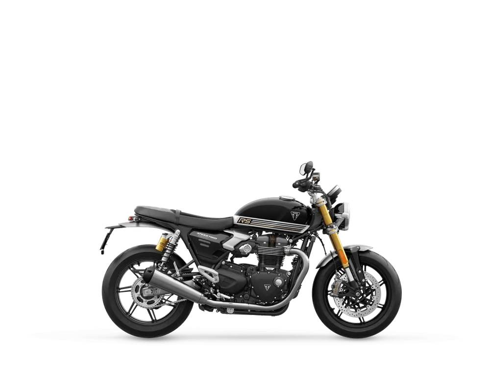 Triumph SPEED TWIN 1200 RS 2025 in Sapphire Black, right side studio photograph