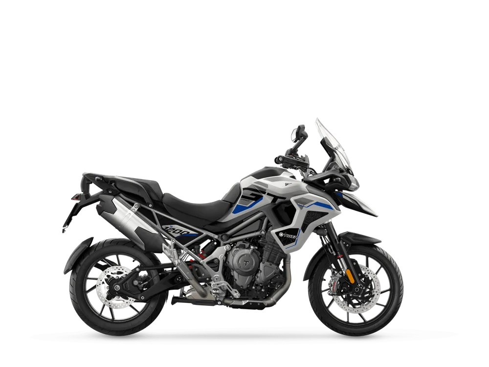 Triumph TIGER 1200 ALPINE EDITION 2026 in Satin Crystal White, right side studio photograph