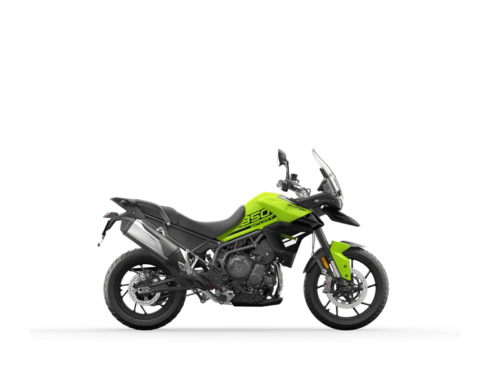 Triumph TIGER 850 SPORT 2021 in Roulette Green / Jet Black, right side studio photograph
