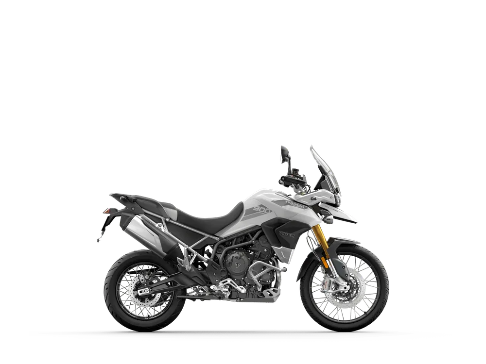 Triumph TIGER 900 RALLY PRO (MY23) 2020 in Pure White, right side studio photograph