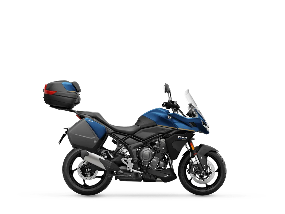 Triumph TIGER SPORT 800 TOUR 2026 in Matte Cobalt, right side studio photograph
