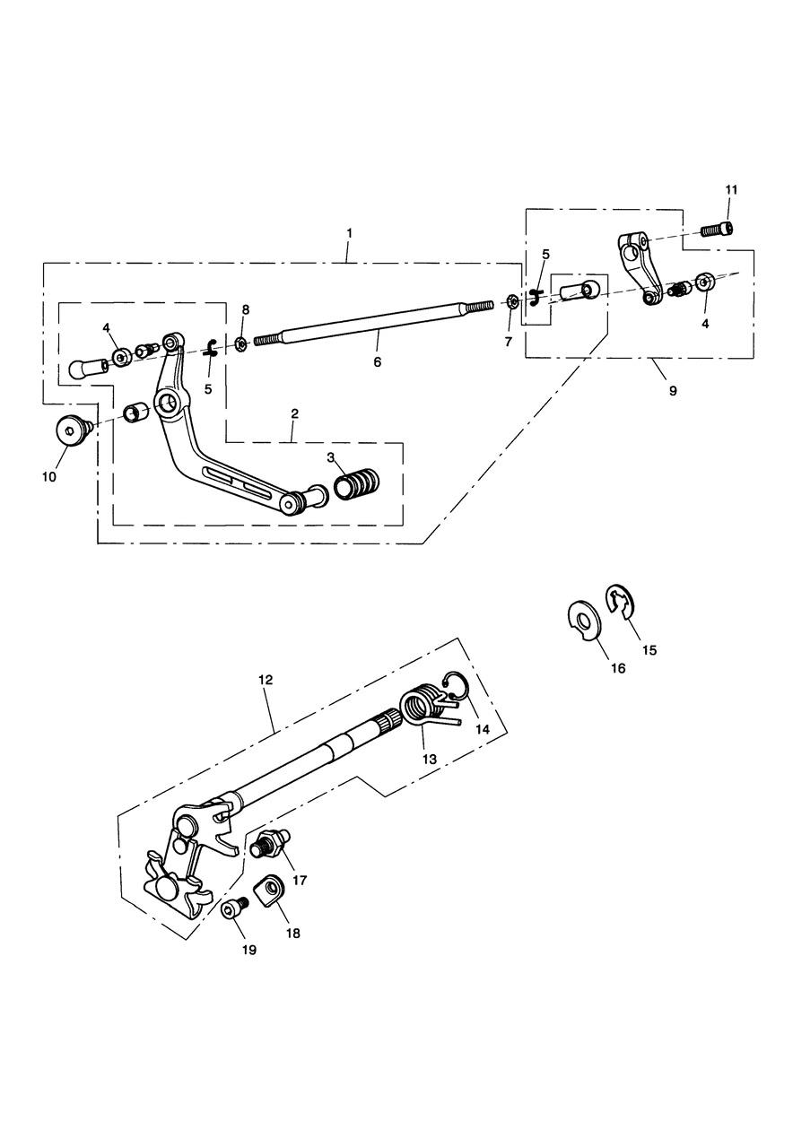 Gear Change Mechanism exploded diagram