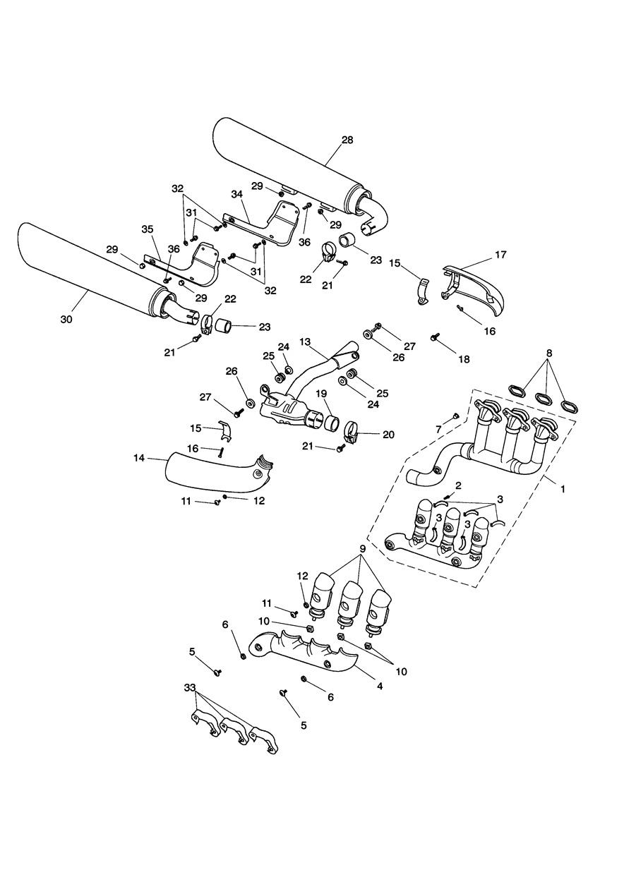 Exhaust System - Rocket III Roadster only exploded diagram