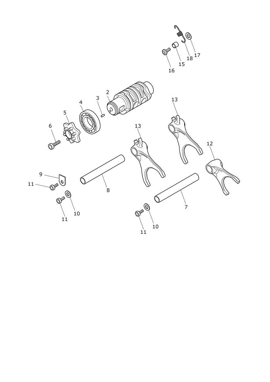 Gear Selector Drum exploded diagram