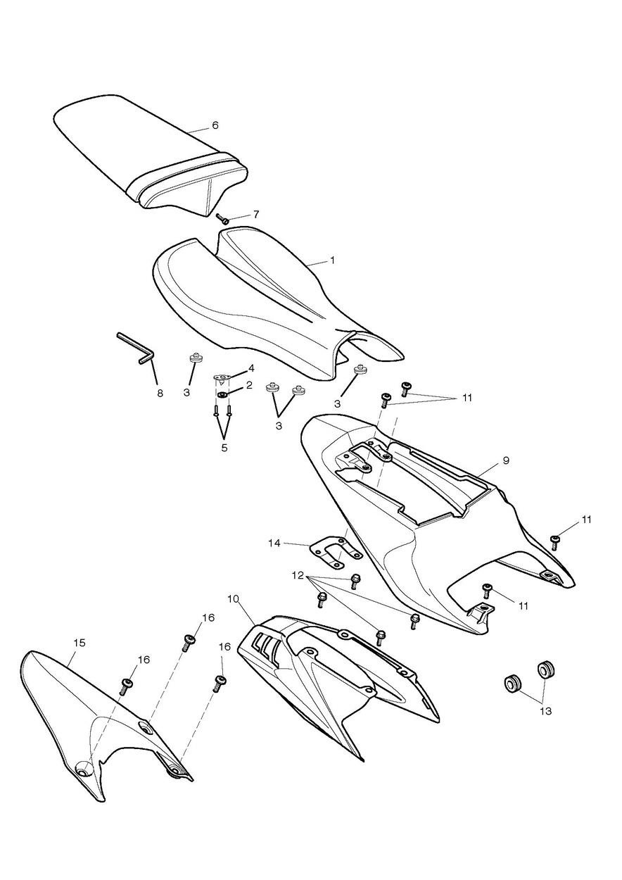 Rear Bodywork & Seat exploded diagram