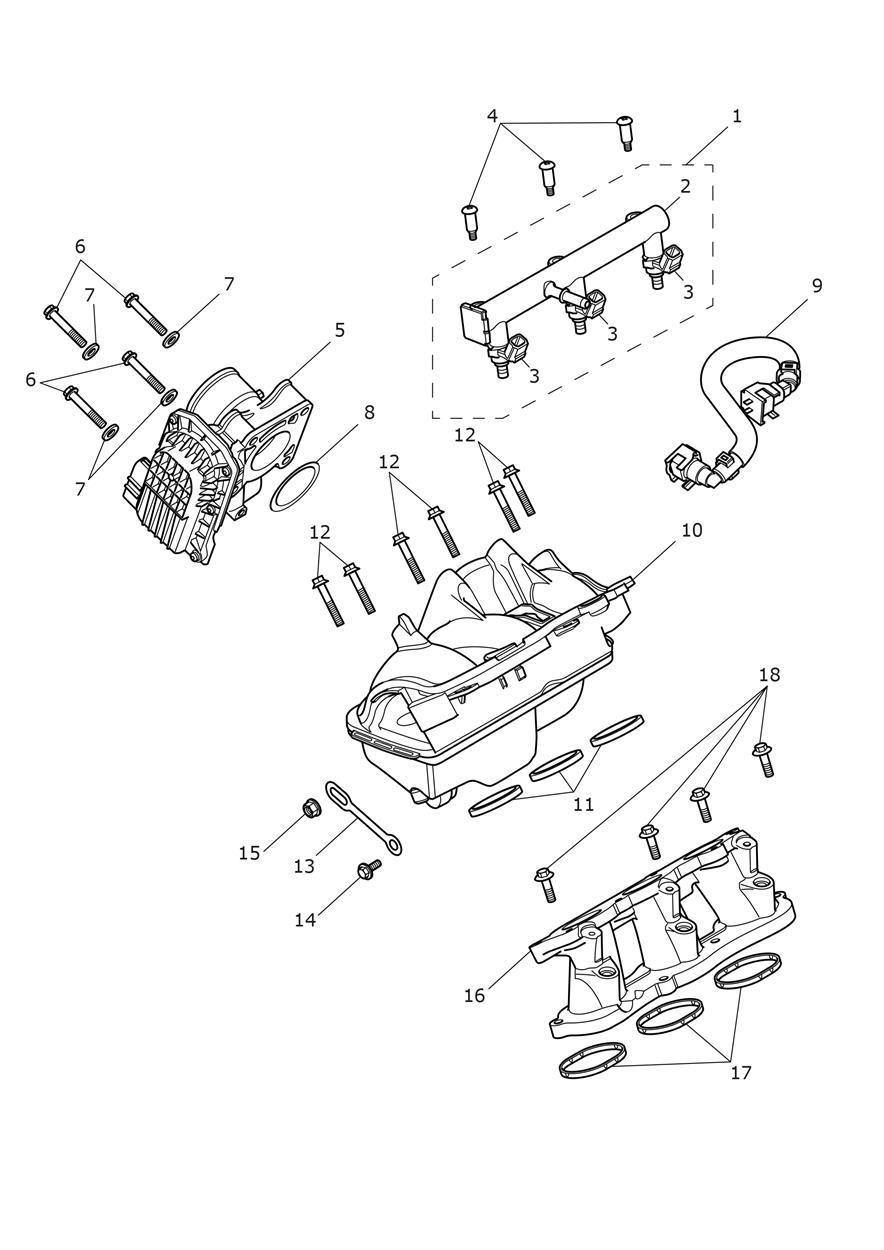 Throttle Bodies exploded diagram