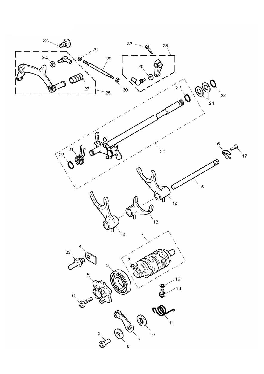 Gear Selectors & Pedal exploded diagram