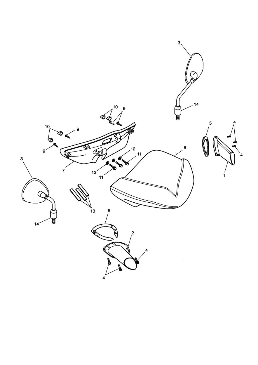 Bodywork - Cockpit and Mirrors exploded diagram