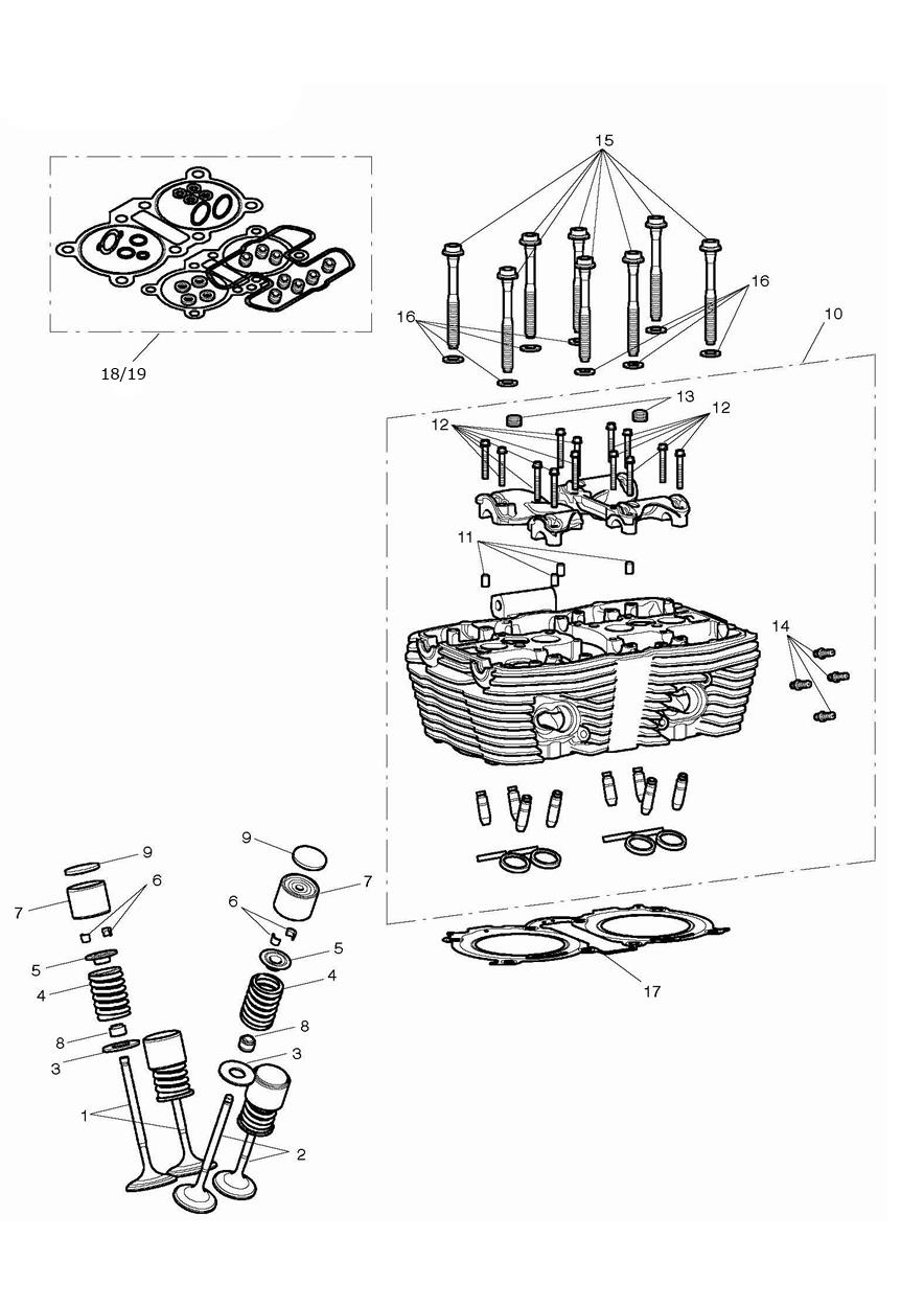 Cylinder Head & Valves exploded diagram