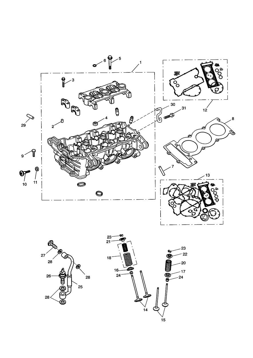 Cylinder Head and Valves exploded diagram