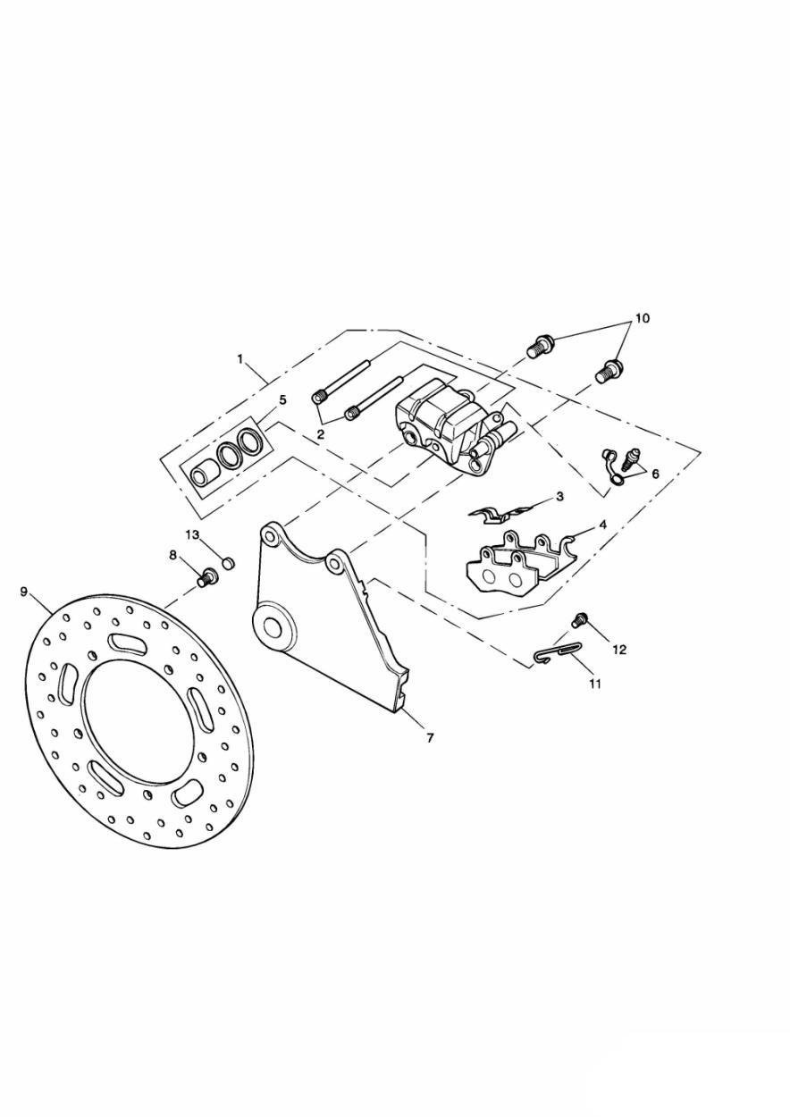 Rear Brake Disc and Caliper exploded diagram