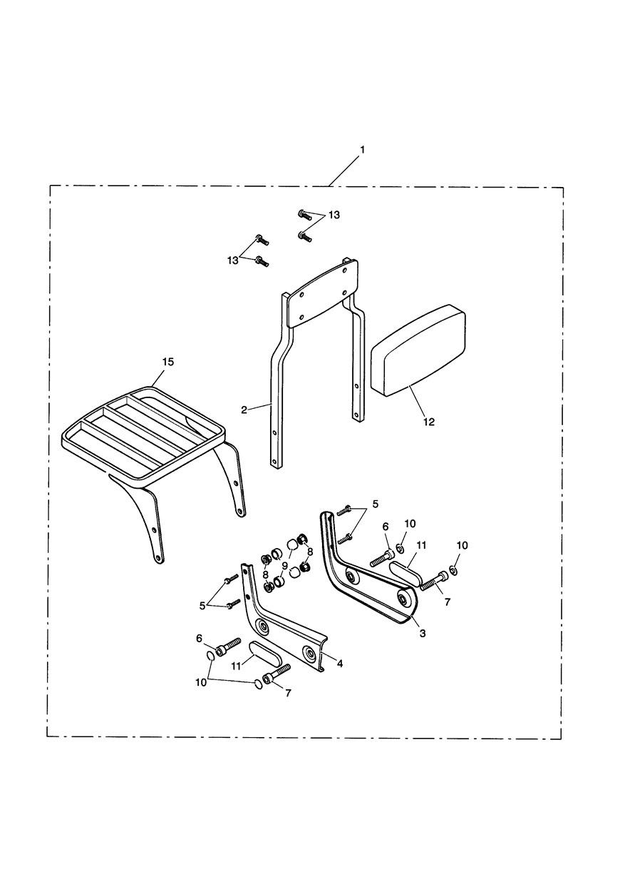 Passenger Backrest Tall + Luggage Rack Kit exploded diagram