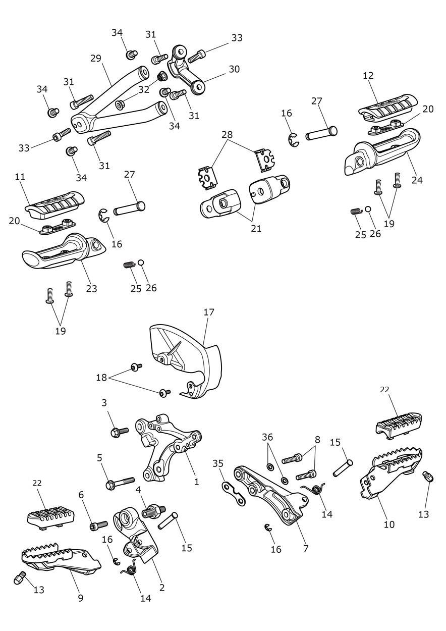 Foot Controls exploded diagram