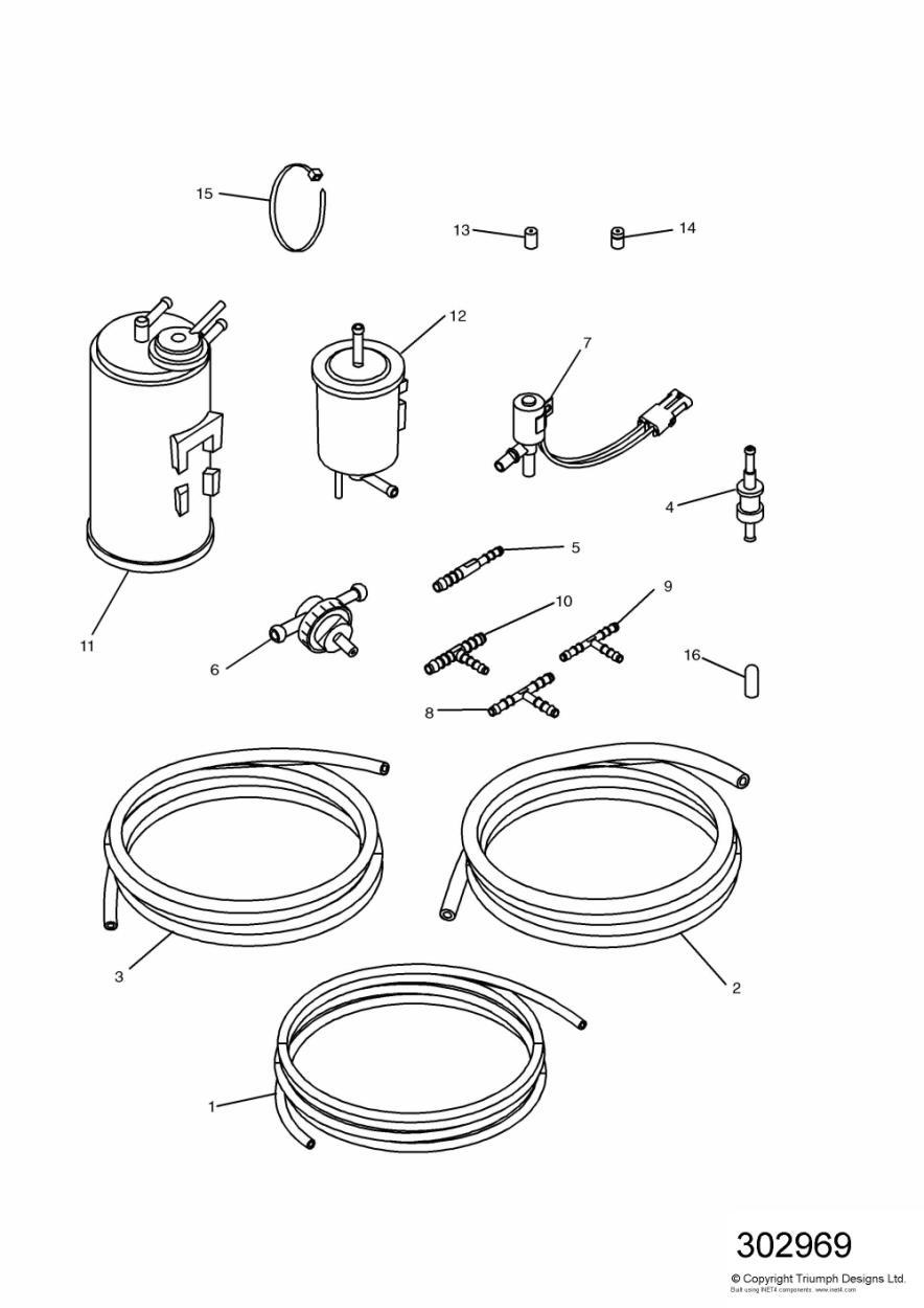 Evaporative Loss Equipment US California models only exploded diagram