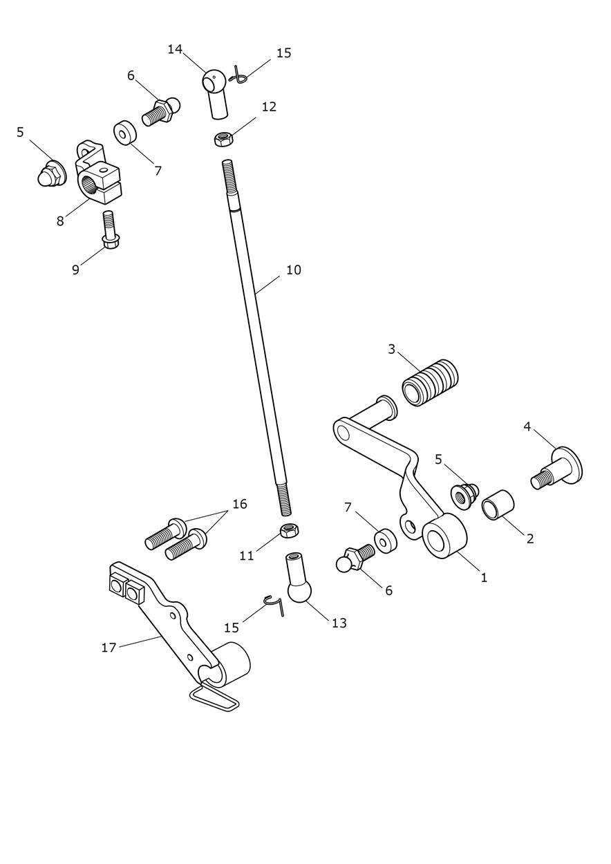Gearchange Mechanism exploded diagram