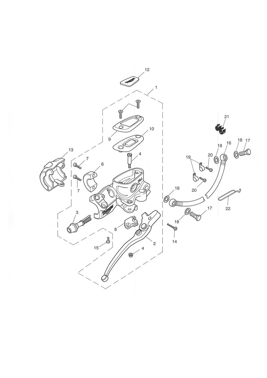 Front Brake Master Cylinder & Hoses - Bonneville T100 exploded diagram