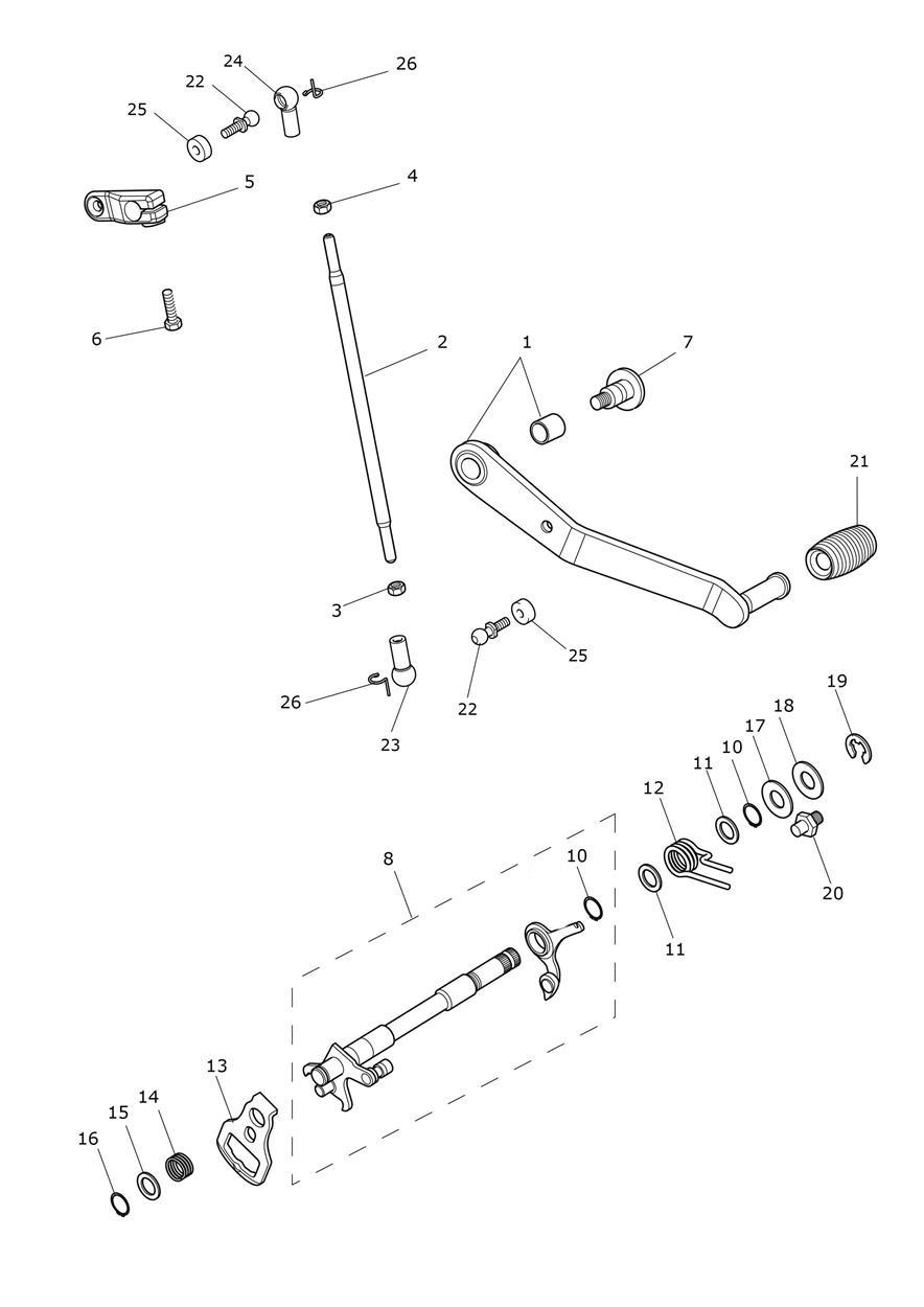 Gear Change Mechanism exploded diagram