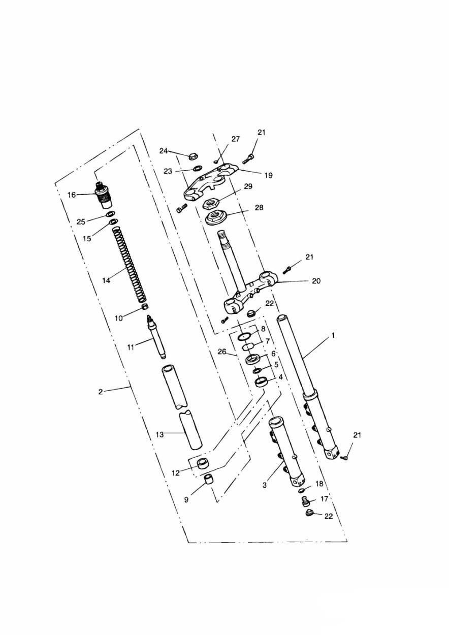 Front Forks and Yokes exploded diagram