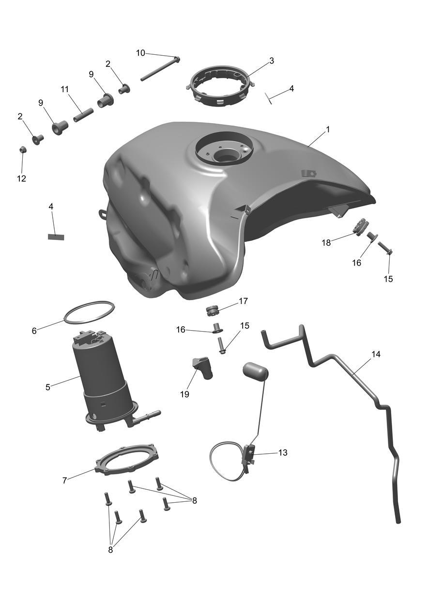 Fuel Tank, Pump and Fittings exploded diagram