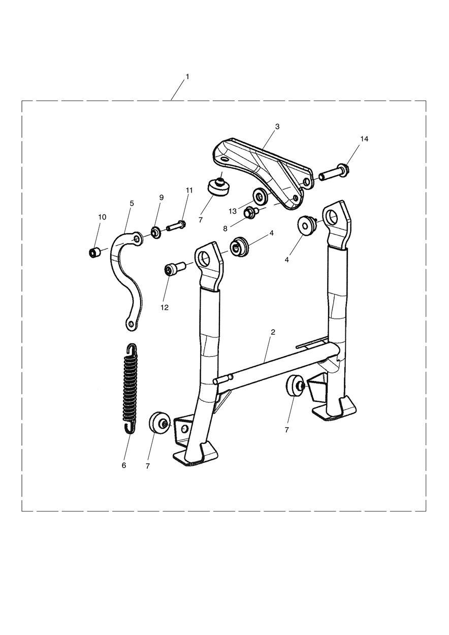 Centrestand Kit, Short exploded diagram