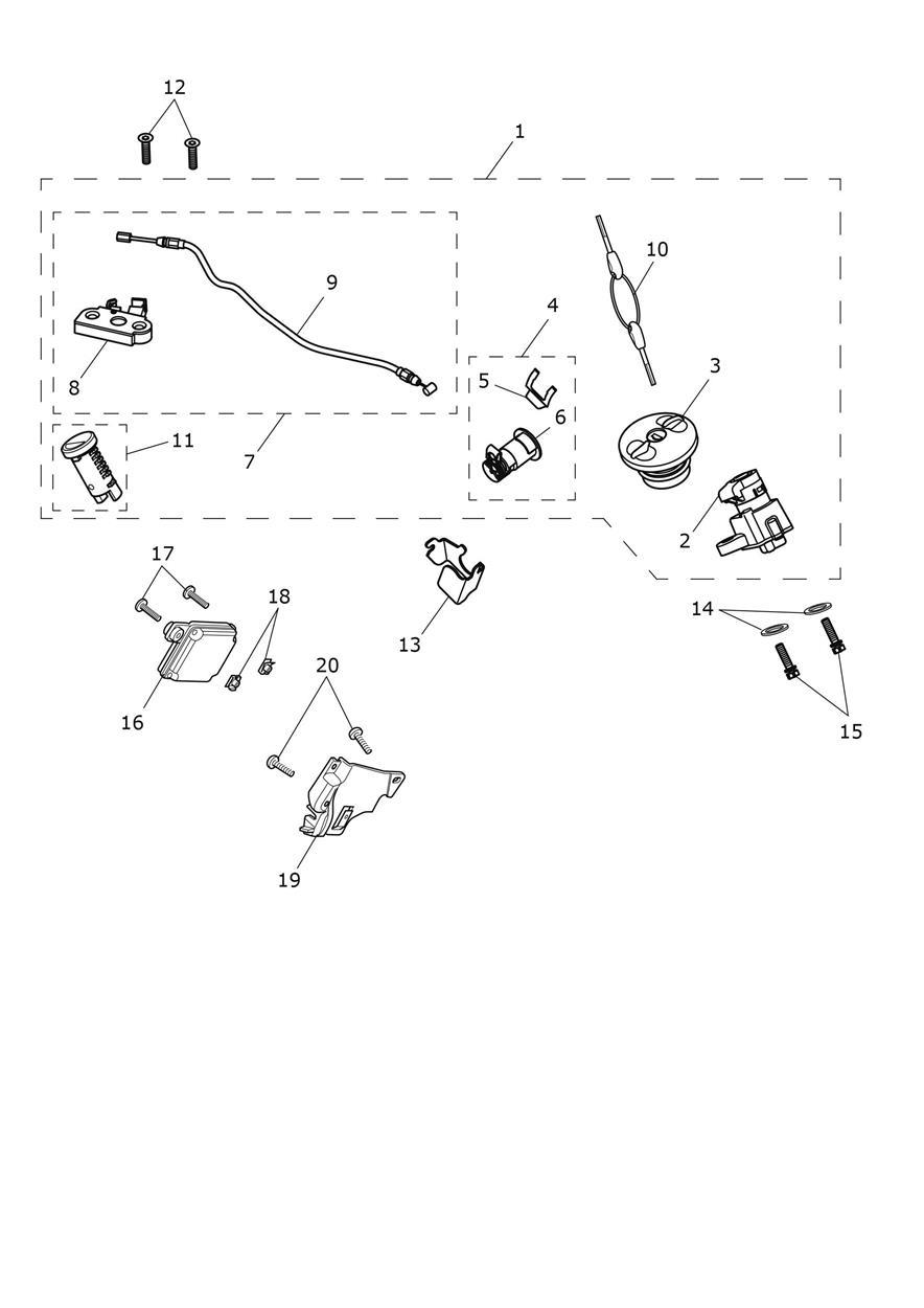 Ignition Switch & Lockset exploded diagram