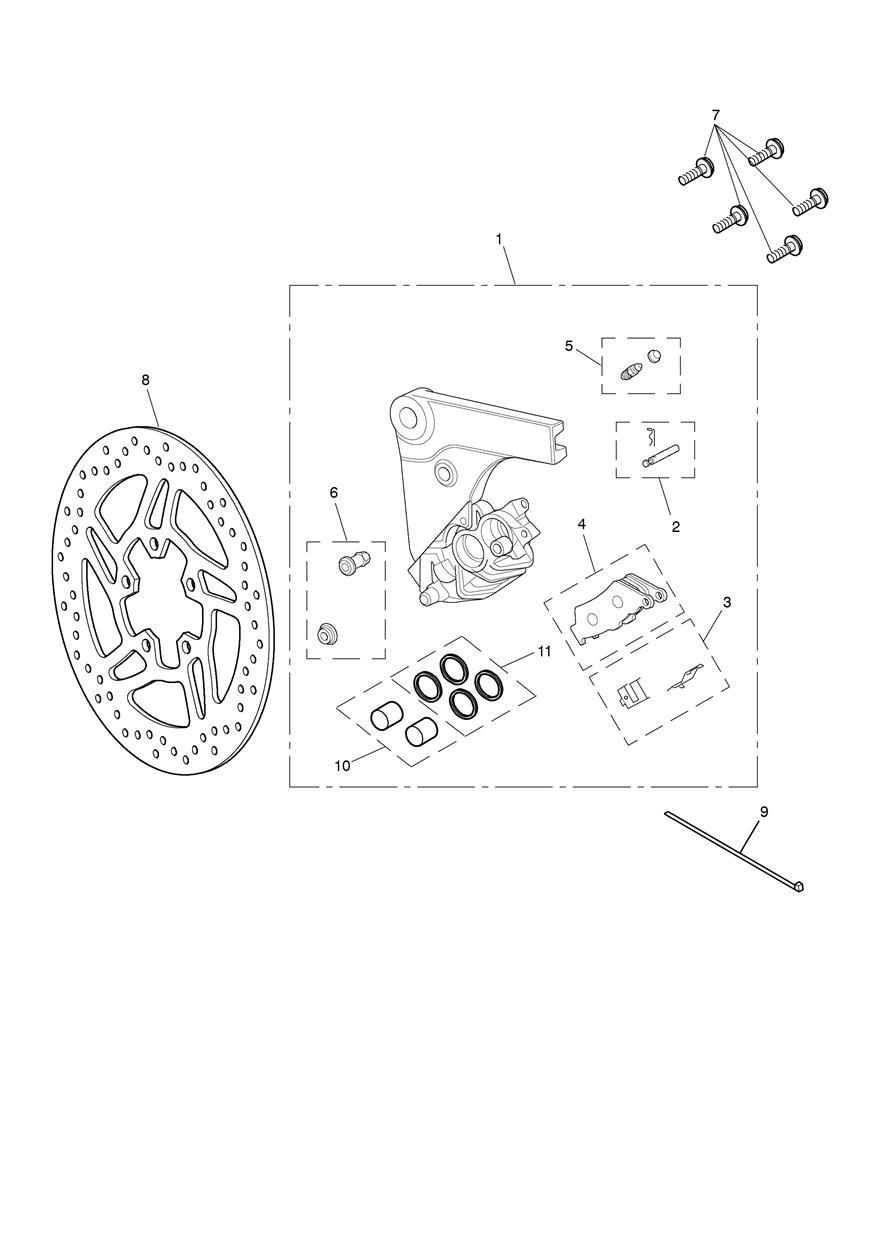 Rear Brake Caliper & Disc exploded diagram