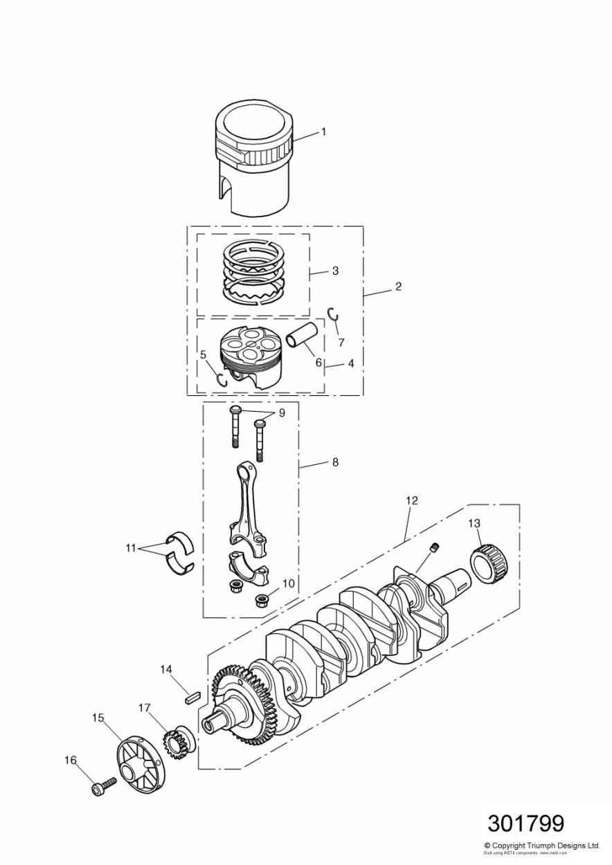 Crankshaft/Conn Rods/Pistons and Liners exploded diagram