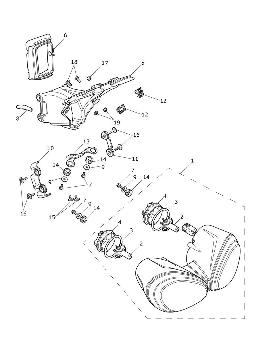 Headlights exploded diagram