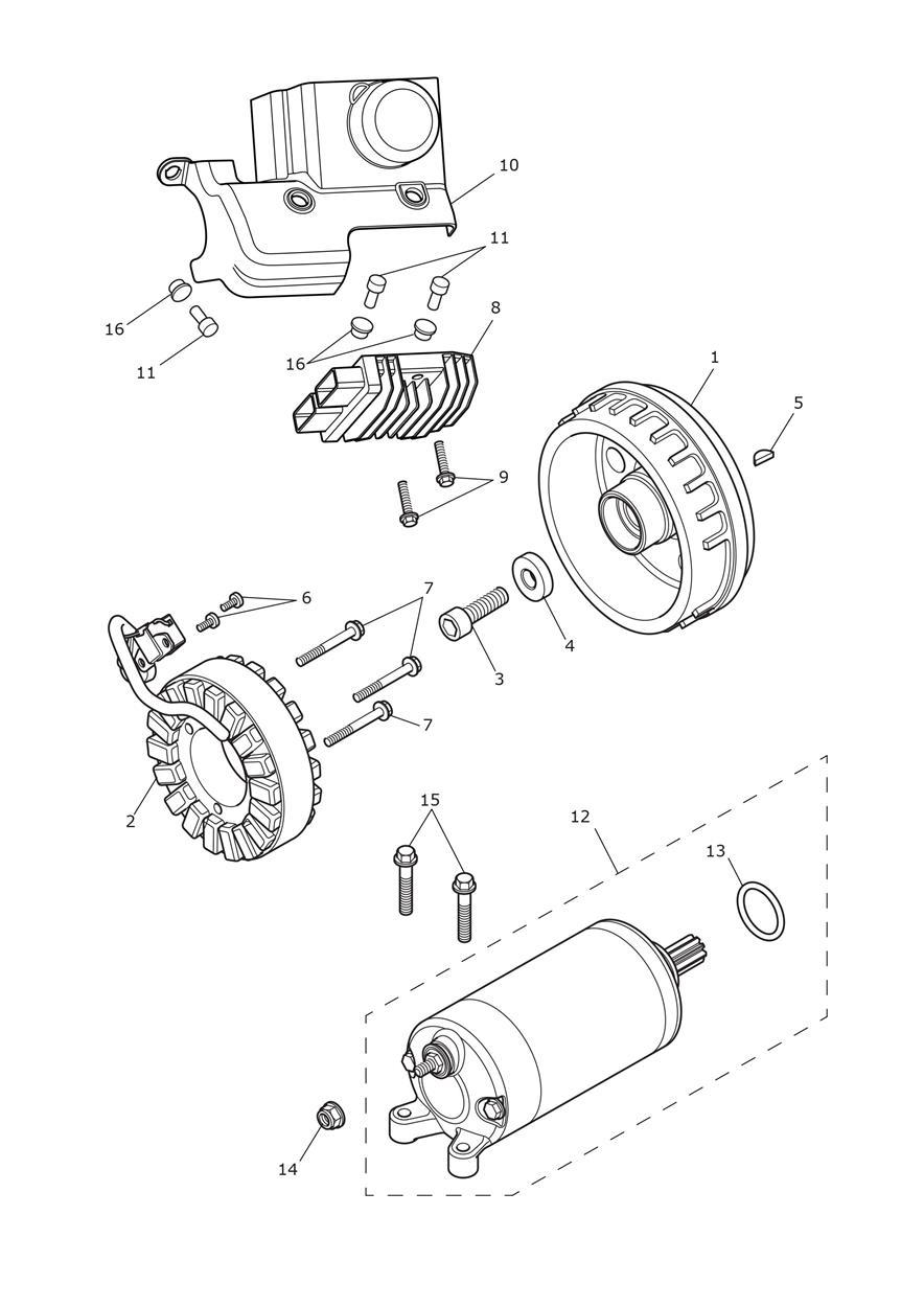 Alternator & Starter Motor exploded diagram
