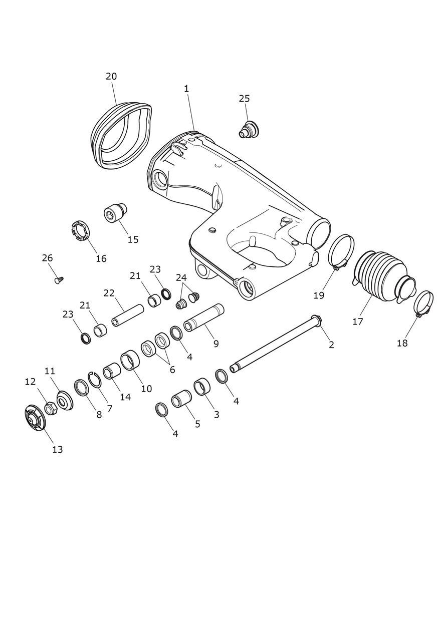 Rear Swingarm exploded diagram