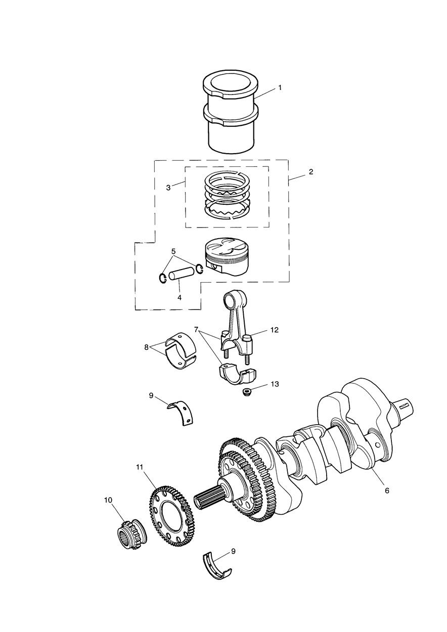 Crankshaft, Connecting Rods, Pistons & Liners exploded diagram