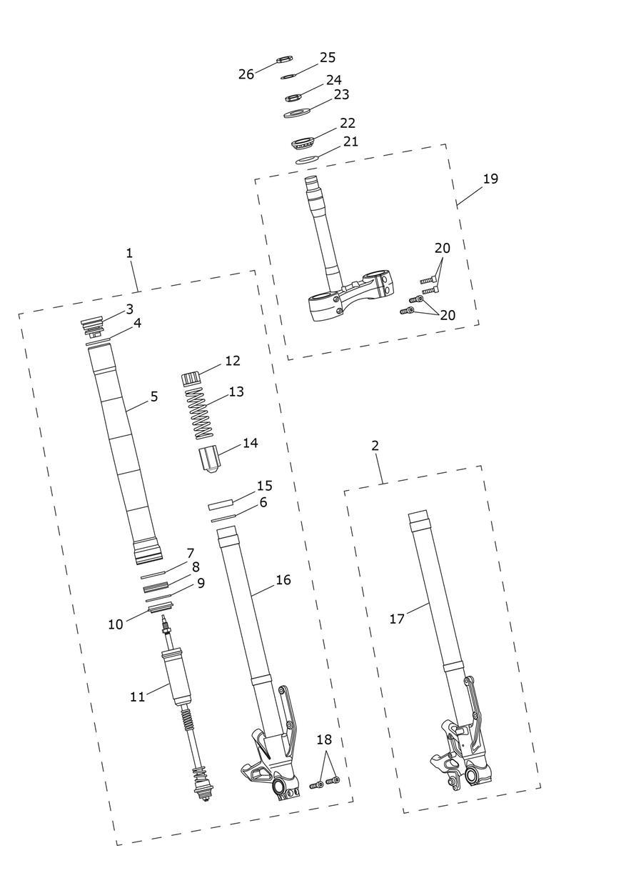 Front Forks & Yokes exploded diagram