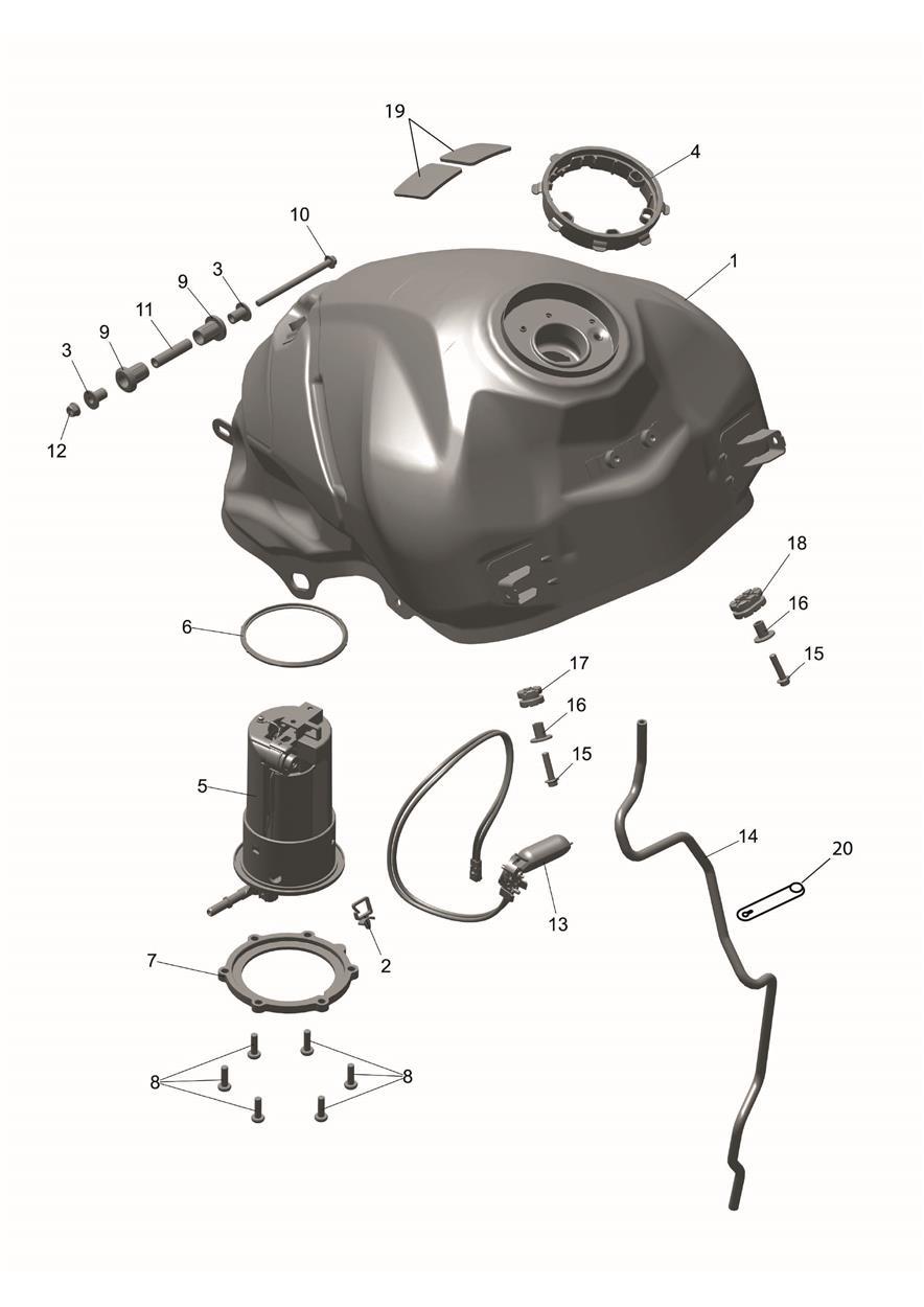 Fuel Tank, Pump and Fittings exploded diagram