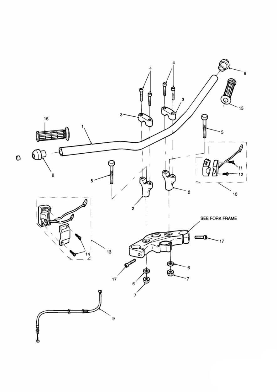 Handlebars and Switches High Handlebars exploded diagram