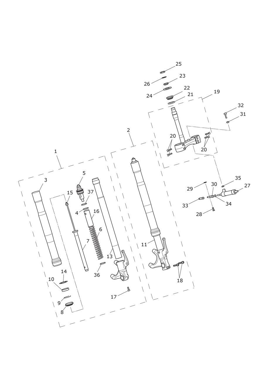 Front Forks & Yokes exploded diagram