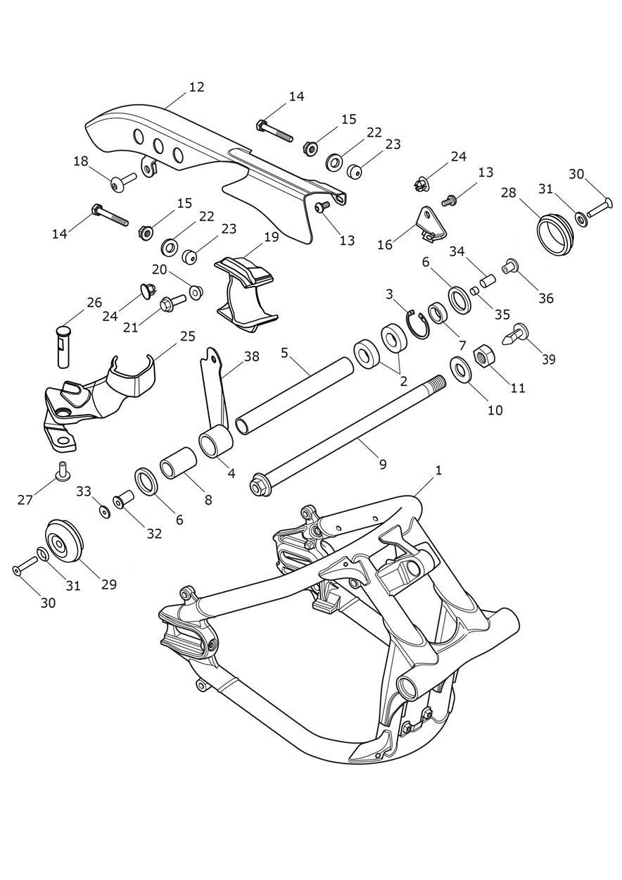 Swingarm Assembly exploded diagram
