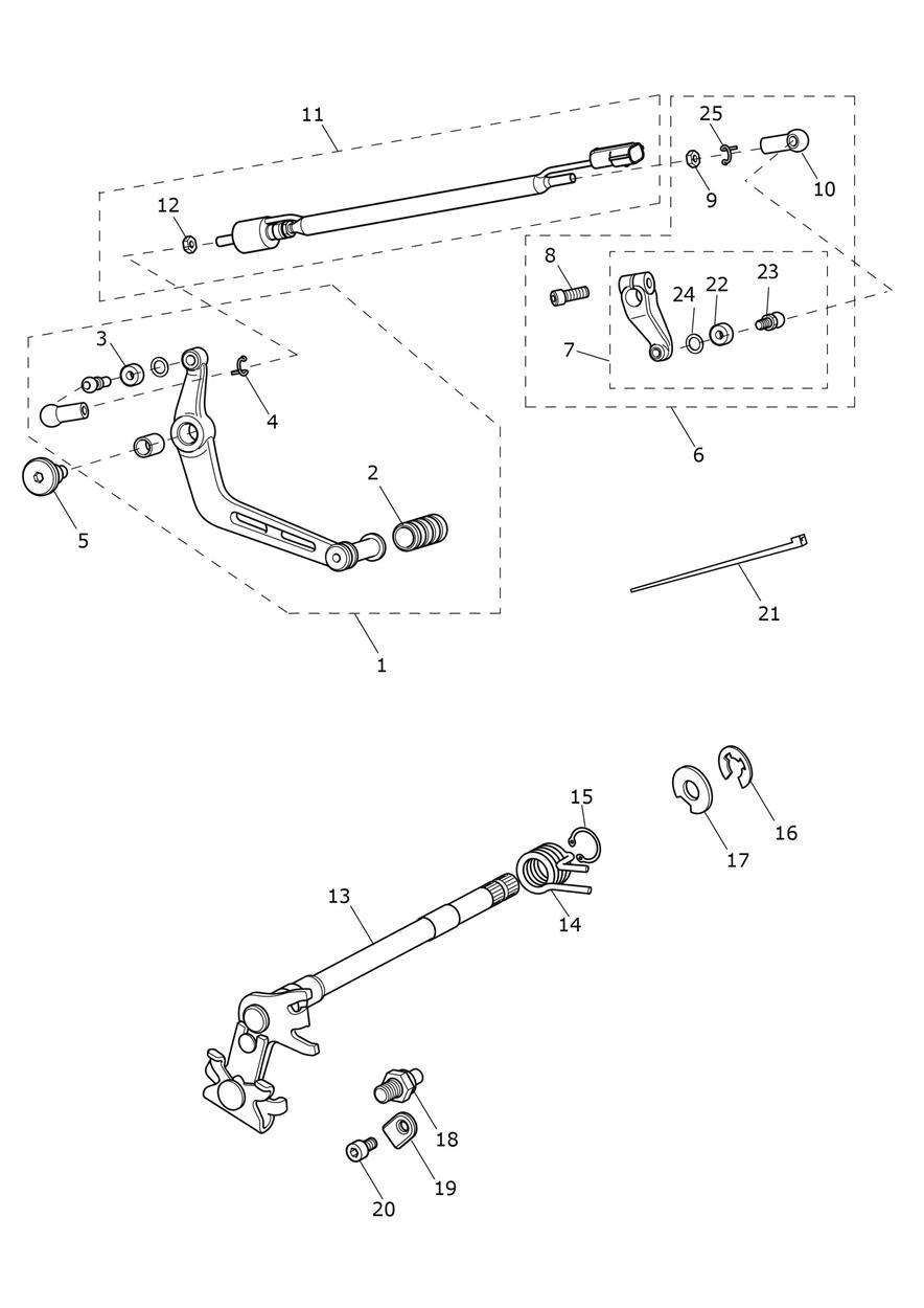 Gear Change Mechanism - Street Triple Rx Only exploded diagram