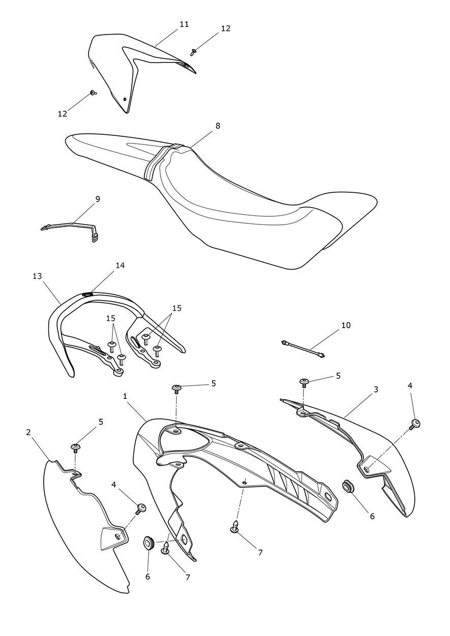Rear Bodywork & Seat exploded diagram