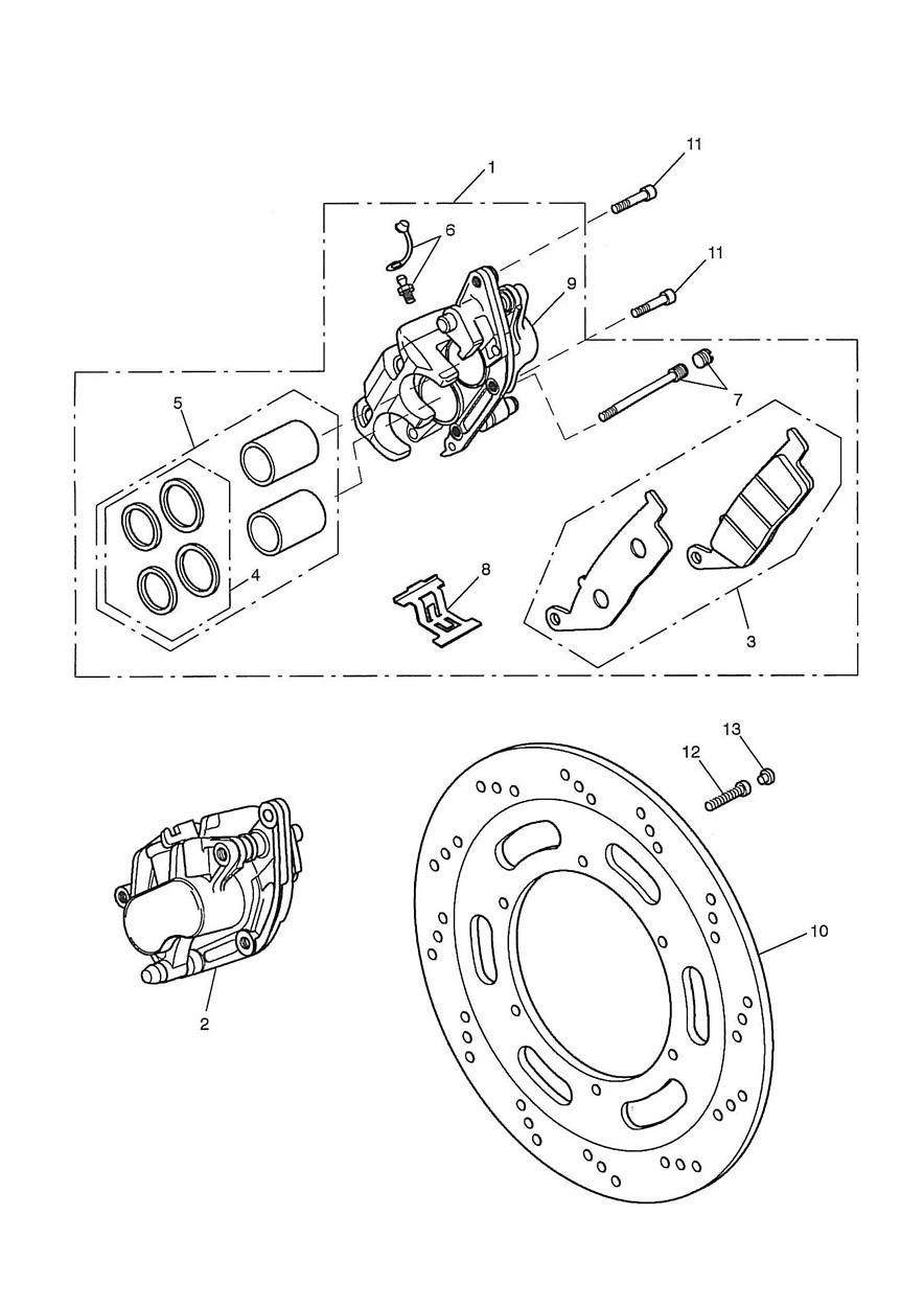 Front Brake Caliper and Disc exploded diagram