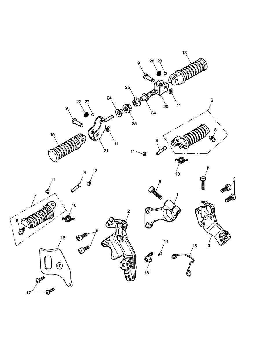 Footrests & Mountings exploded diagram