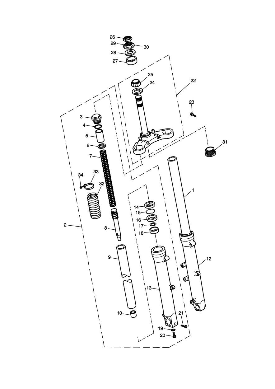 Front Forks & Lower Yoke exploded diagram