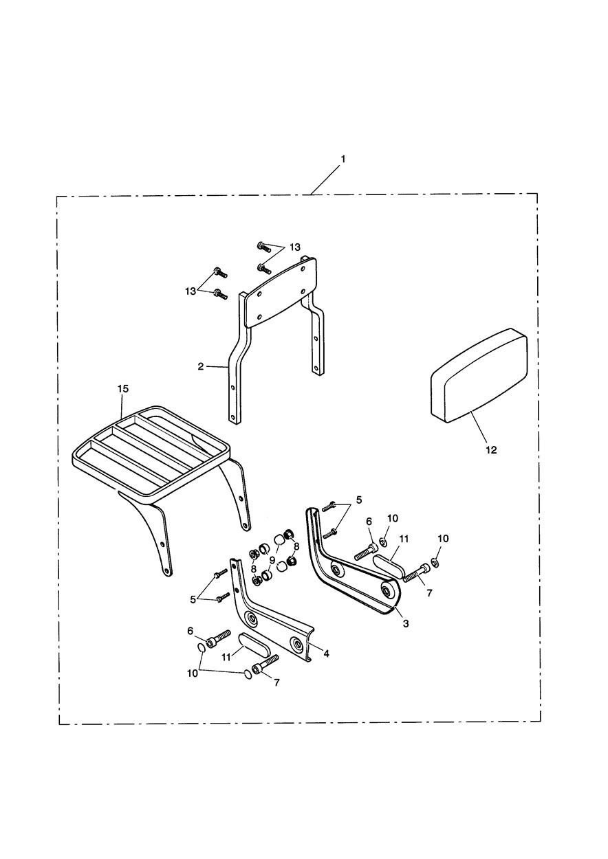 Passenger Backrest Std + Luggage Rack Kit exploded diagram