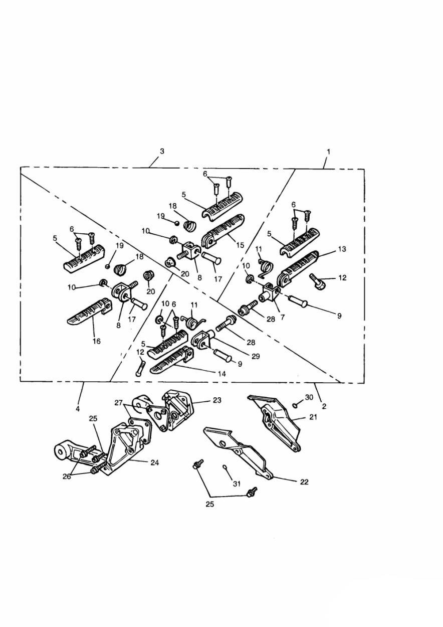 Footrests & Mountings exploded diagram